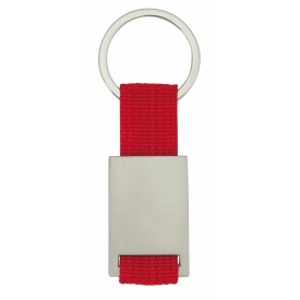 Yip rechthoek sleutelhanger - metaal - 6.5 cm - gekleurd polyester lint