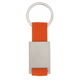 Yip rechthoek sleutelhanger - metaal - 6.5 cm - gekleurd polyester lint