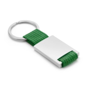 Yip rechthoek sleutelhanger - metaal - 6.5 cm - gekleurd polyester lint