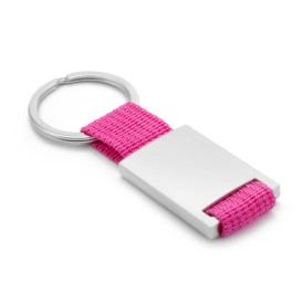 Yip rechthoek sleutelhanger - metaal - 6.5 cm - gekleurd polyester lint