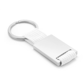 Yip rechthoek sleutelhanger - metaal - 6.5 cm - gekleurd polyester lint