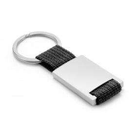Yip rechthoek sleutelhanger - metaal - 6.5 cm - gekleurd polyester lint
