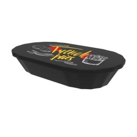 Snack schaal met deksel - 20,4x11,9 cm - plastic - herbruikbaar
