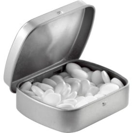 Snoepblikje metaal met suikervrije mintjes.