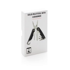 Solid multitool met karabijnhaak - aluminium en RVS - 11 functies