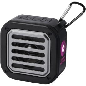Solo IPX5 Bluetooth® speaker op zonne-energie van 3 W van RCS gerecycled plastic met karabijnhaak