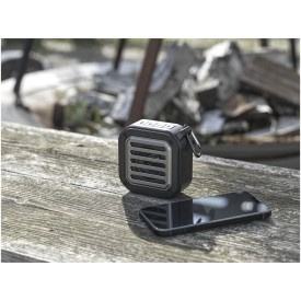 Solo IPX5 Bluetooth® speaker op zonne-energie van 3 W van RCS gerecycled plastic met karabijnhaak