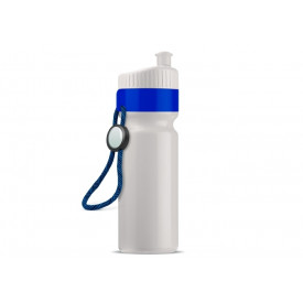 Sportfles met rand en koord 750ml-Wit / donker blauw