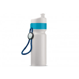 Sportfles met rand en koord 750ml-Wit / licht blauw