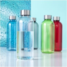 Spring drinkfles 600ml - tritan - transparant gekleurd - aluminium schroefdeksel