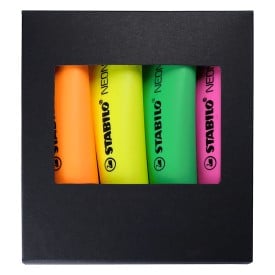 Stabilo Neon Kartonnen Pakje Set 4-Zwart