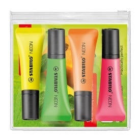 Stabilo - neon markeerstiften - 5 kleuren - set van 4 - in etui
