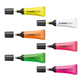 Stabilo - neon markeerstiften - 5 kleuren - set van 4 - in etui