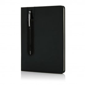 Standaard hardcover PU A5 notitieboek met stylus pen-Zwart