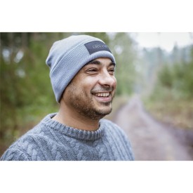 Stavenger gebreide beanie - rPET polyester - met label - met omslag