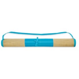Strandmat van natuurlijk stro-Turkoois