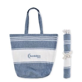 Hamam strandset - strandlaken en tas - katoen/polyester - 180 g/m²