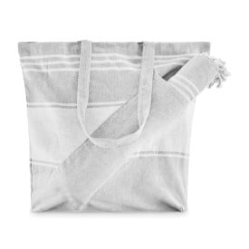 Strandtas met hamamdoek-Grijs