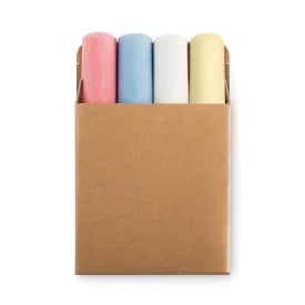 Stoepkrijtsetje - 4 kleuren - ⌀ 25mm - in gerecycled papieren doosje