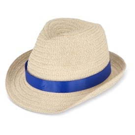 Strohoed met gekleurde band-Donkerblauw