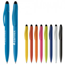 Touchy stylus balpen - kunststof - blauwe inkt - draaimechanisme