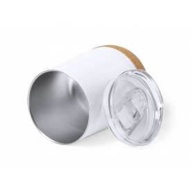 Barker thermosbeker 330 ml - RVS en kurk - glanzend wit