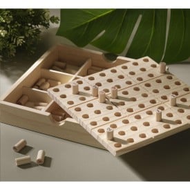 Sudoku woodgame bordspel - dennenhout - in kraft doos