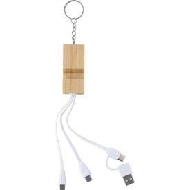 Sutton sleutelhanger - bamboe - telefoonhouder - met oplaadkabels