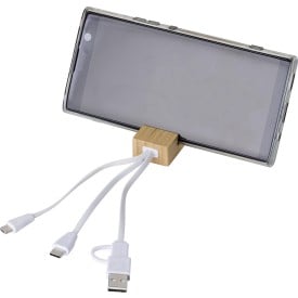 Sutton sleutelhanger - bamboe - telefoonhouder - met oplaadkabels