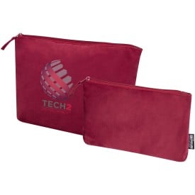 Toilettas set 2 stuks - GRS gerecycled fluwelen polyester - 32x21 cm - 23x13 cm