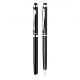 Swiss Peak pennenset - metaal - blauwe inkt - stylus balpen en stylus rollerbalpen - geschenkverpakking