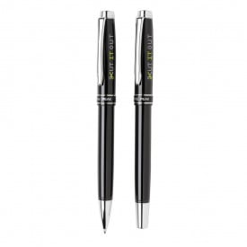 Swiss Peak Heritage pennenset - messing - blauwe inkt - balpen en rollerbalpen - geschenkverpakking