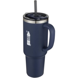 Sydney 1200 ml dubbelwandige RCS gecertificeerde vacuümgeïsoleerde mok van koper met rietje-Navy