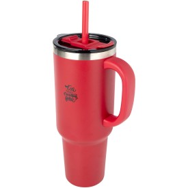 Sydney 1200 ml dubbelwandige RCS gecertificeerde vacuümgeïsoleerde mok van koper met rietje-Rood