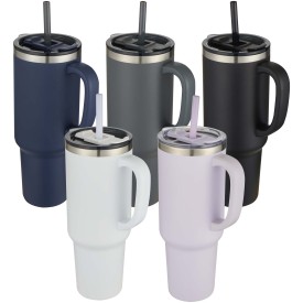 Sydney 1200 ml dubbelwandige RCS gecertificeerde vacuümgeïsoleerde mok van koper met rietje