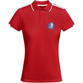 Tamil sportpolo met korte mouwen voor dames-Rood, wit