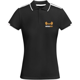 Tamil sportpolo met korte mouwen voor dames-Zwart, wit