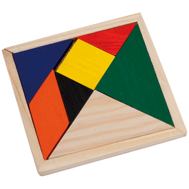 Tangram puzzel - hout - 7 stukjes - 9.8 x 9.8cm