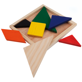 Tangram puzzel - hout - 7 stukjes - 9.8 x 9.8cm