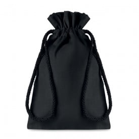 Klein geschenkzakje zwart - katoen 105gr/m2 - 14x22cm - trekkoordsluiting