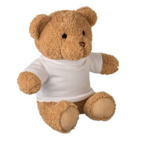 Teddybeer met T-shirt 23cm-Wit