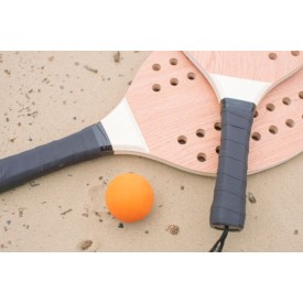 Sergio strandtennisspel - palissanderhout - getapete handvat - verpakt in katoenen zakje