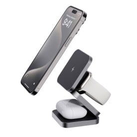 Terra RCS gerecycled aluminium opvouwbare 3 in 1 15W oplader