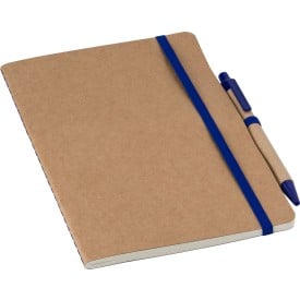 Theodore notitieboek - A5 - gerecycled karton - 120 vellen - met pen, elastieken band en pennenlus in dezelfde kleur