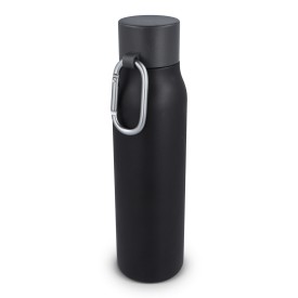 Thermofles matte finish met caribiner 600ml-Zwart