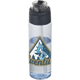 Theron 700 ml RCS-waterfles van gerecycled plastic met een deksel met dubbele functie en een uitklapbaar rietje-Hale blauw