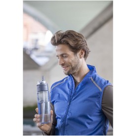 Theron 700 ml RCS-waterfles van gerecycled plastic met een deksel met dubbele functie en een uitklapbaar rietje