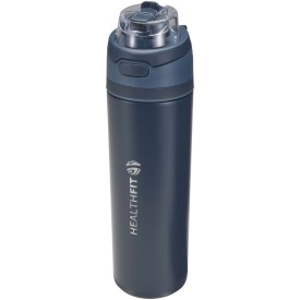 Theron 800 ml RCS enkelwandige gerecyclede roestvrijstalen waterfles, een deksel met dubbele functie en een uitklapbaar rietje