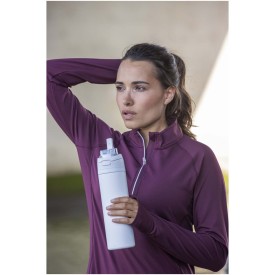 Theron 800 ml RCS enkelwandige gerecyclede roestvrijstalen waterfles, een deksel met dubbele functie en een uitklapbaar rietje