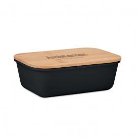 Thrusday lunchbox met bamboe deksel-Zwart